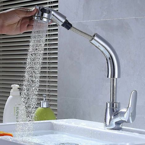 Kitchen faucet with pull-out spray 360 rotating kitchen mixer tap with (1/4)