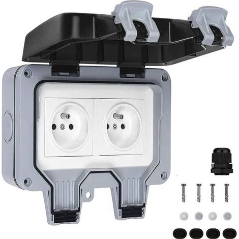Waterproof Socket Double Outdoor Electrical Socket IP66 Waterproof Wall Socket 16A (1/4)