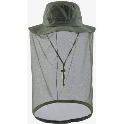 Chapeau d'apiculture avec moustiquaire/maille anti-insectes intégrée, protection du visage - Vert militaire