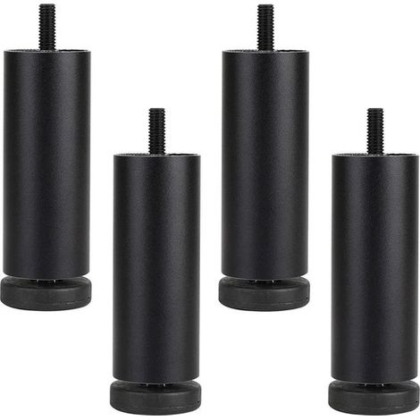 4-teilige Sofabeine aus Aluminium，Ersatz-Schrankbeine，Möbelbeine mit Gewinde，M8-Gewinde，Schwarz，15 cm (1/5)