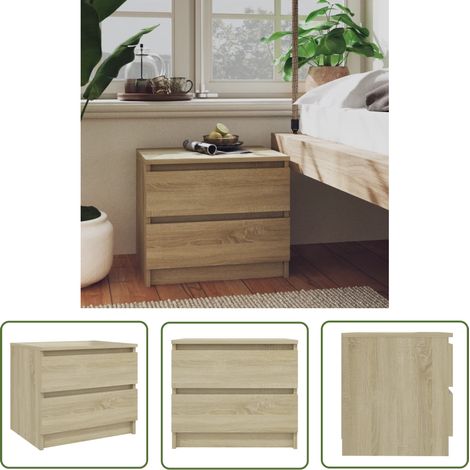 Lot de 2 Tables de chevet - Bout de Canapé Armoires De Rangement Chêne sonoma 50x39x43,5 cm Aggloméré BV443885 - BonneVie (1/5)