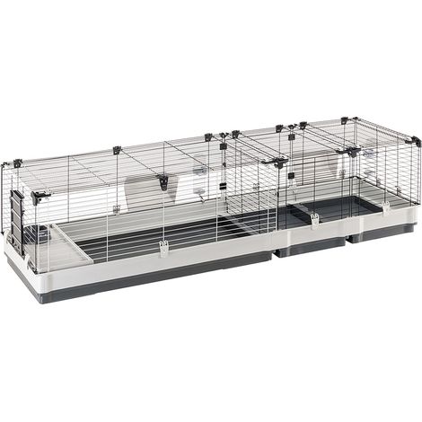 Ferplast KROLIK 200 Gabbia per più conigli con divisorio. Variante KROLIK 200 - Misure: 205 x 60 x h 50 cm - Grigio (1/5)