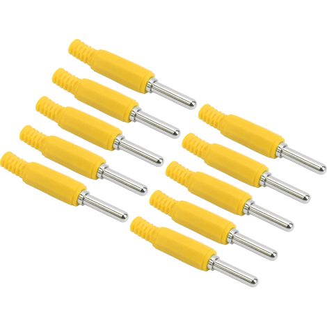 Lot de 10 fiches bananes mâles J.10023 4 mm, en laiton professionnel, pour accessoires de sécurité, jaunes (1/5)