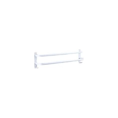 Porte serviette salle de bain sans perçage, porte-serviettes murale blanc avec 2 crochets, barre serviette en aluminium, cuisine blanc, 2 couches, 50 cm Crezuo (1/4)