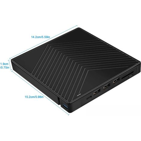 Lecteur CD/DVD externe pour ordinateurs portables, interface USB 3.0 Type-C, lecteur DVD/+/-RW portable, compatible avec les graveurs ROM/magnétoscopes. (1/5)