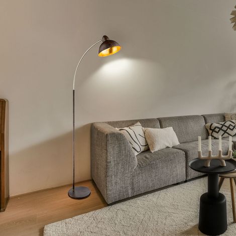 Lampada da terra color ruggine Lampada da soggiorno retrò in piedi oro Lampada da terra lampada ad arco oro ruggine, metallo ottone, LED 11W 1055Lm bianco caldo, H 155 cm