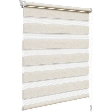 Store Enrouleur Jour Nuit - 1 Pièce - Tissu Polyester Double - Réglage Lumière et Intimité - Salon Chambre Bureau - 100x150 cm Hêtre (1/5)