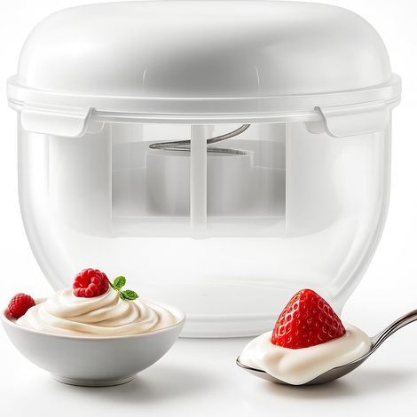 Filtres de yaourt Filtre Maker 2,3 qt avec couvercle, Filtre grec en maille de nylon fin avec plaque de pression amovible à ressort, lave-vaisselle sûr Bpa Free Storage Container (1/5)
