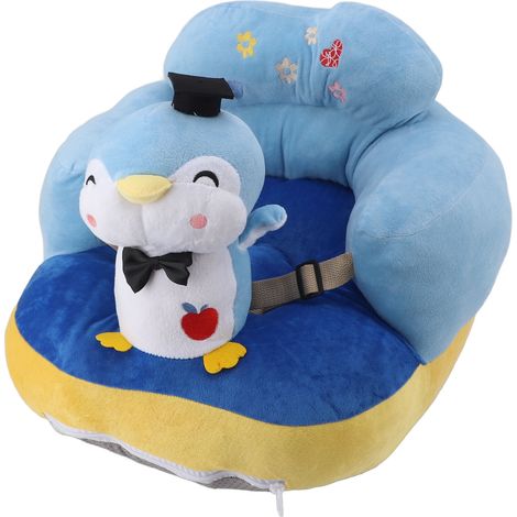 Siège bébé confortable et anti-basculement, angle réglable, portable, en peluche, chaise d'éveil pour tout-petit, bleu pingouin (1/5)