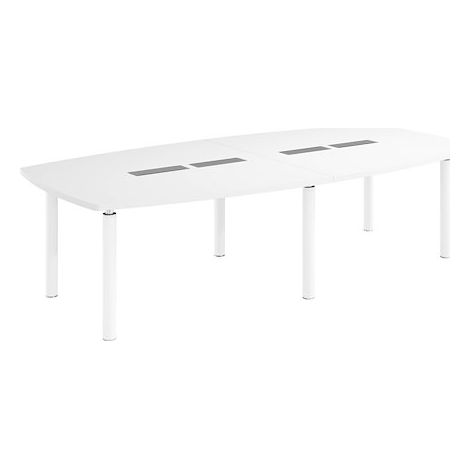 Table tonneau plateau blanc 10 personnes L 280 x P 140 cm - Frégate - piétement blanc - Maxiburo
