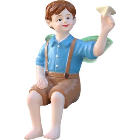 Statuetta di ragazzo, scultura in resina, statuetta di angelo in miniatura per scrivania, accessorio da giardino per aiuole (1/5)