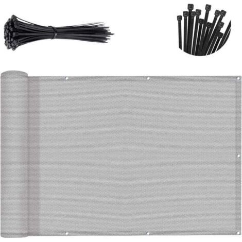 QORVA-Écran de confidentialité pour balcon gris, couverture de clôture d'appartement à 90 % d'ombre, pare-brise en maille robuste pour terrasse, extérieur, arrière-cour, patio (0,9 × 5 m)