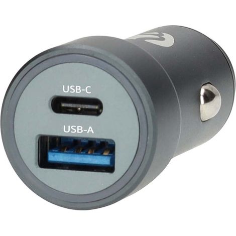 Cargador de coche de doble puerto, 48 W, carga rápida USB-C/USB-A (1/5)