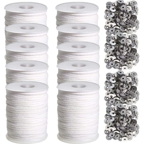 Bougies, 2/4/6/10 Rouleaux 61 mèche en Coton avec Support pour mèche pour Bougies, mèche Bougie tressée, pour la Fabrication Bougies, Cire soja, Bougies à Huile , kit pour la Fabrication Bougies (1/5)