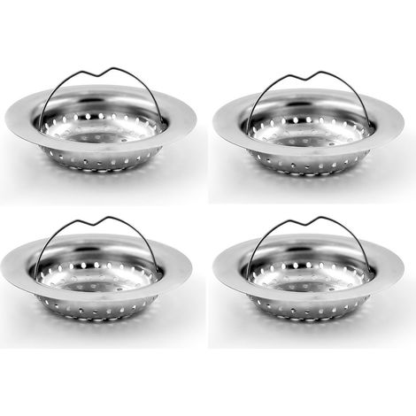 4 Crépines Évier Acier Inox Ø110mm avec Poignée (1/5)