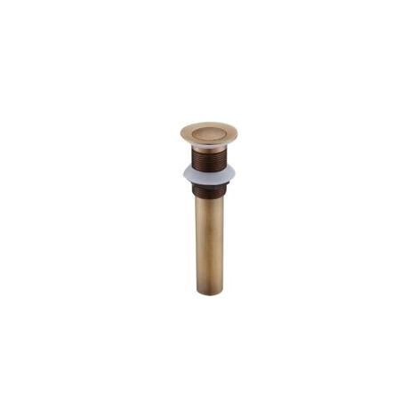Tappo di scarico retrò a scomparsa, con pulsante, senza troppopieno, in ottone color bronzo, tipo universale (coperchio incernierato antico senza foro). - Crezuo