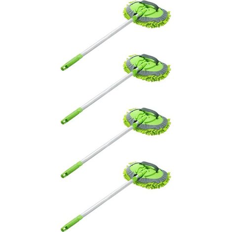 Adecuado para fregonas de lavado de coches 2 en 1 de 4 piezas con mangos largos y cepillos de microfibra de chenilla extensibles para el polvo del lavado de coches (de 24 a 46 pulgadas).