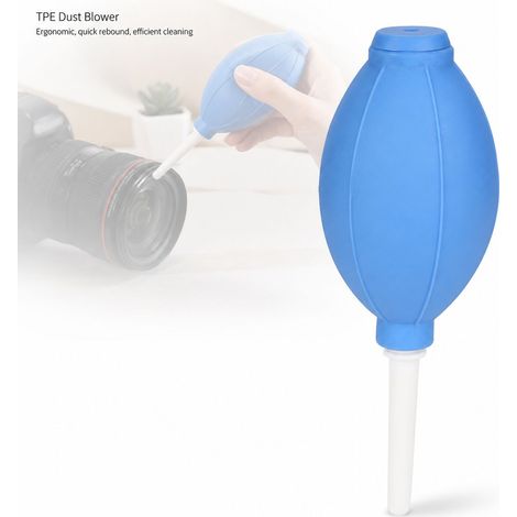 Soufflette Poussière TPE Ergonomique 14,7cm Bleue/Rose Nettoyage Caméra Plantes Clavier Résistante Chaud Froid Reprise Rapide (1/5)