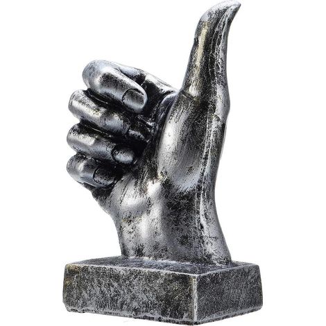 Sculpture décorative en résine faite main, décoration argentée avec gestes des doigts, objet décoratif victoire pour intérieur