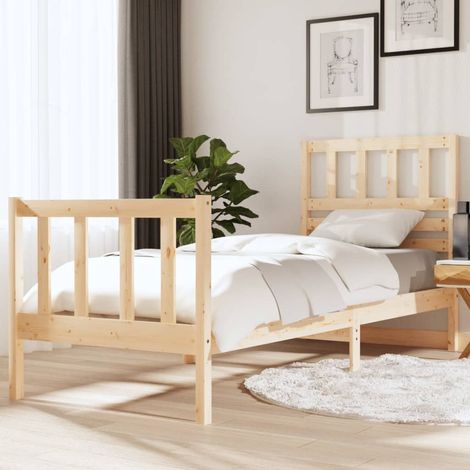 Bed Frame without Mattress Small Single Solid Wood vidaXL (1/5)
