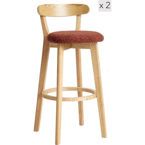 Nordlys – Lot de 2 tabourets de bar scandinaves en métal et frêne – Hauteur d'assise 74 cm – Empilables et faciles à entretenir (1/5)