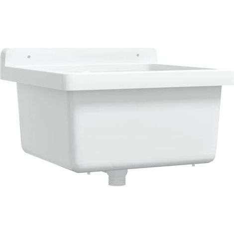 Lavabo mural, blanc, 40 x 40 x 24 cm, résine