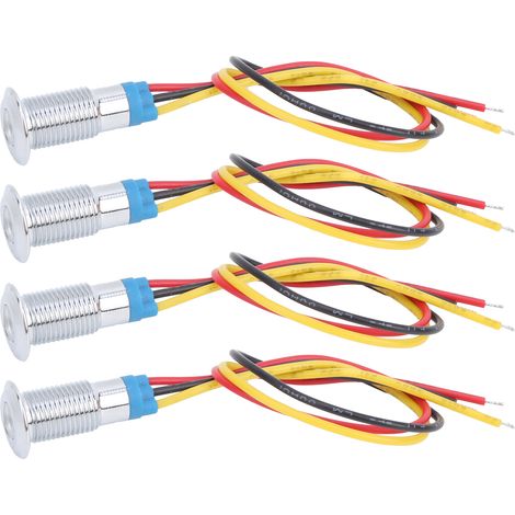 Lot de 4 LEDs rondes 8mm pré-câblées étanches 2 couleurs, anode commune 36V, signal rouge et jaune. (1/5)
