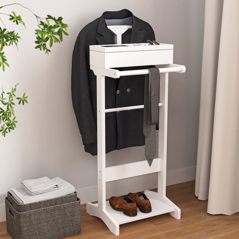 Appendino portabiti portatile bianco con vano portaoggetti, MDF, 44 x 36,5 x 110 cm (1/5)