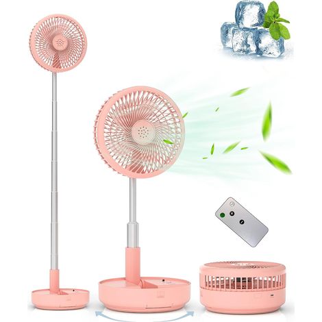 Ventilateur oscillant portable, alimenté par batterie, rechargeable par USB, rose, 19,5 cm (1/5)