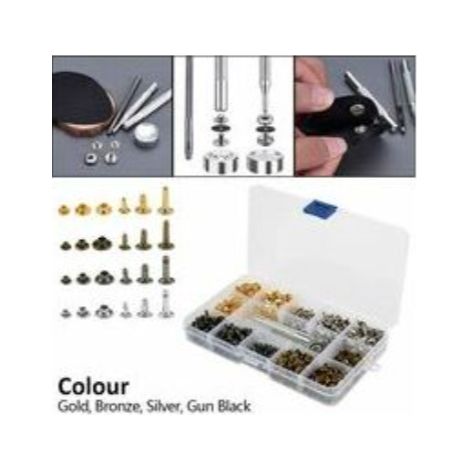 360 Nieten Kit Leder Doppelabdeckung 3 Größen Metallrohrnieten mit Befestigungswerkzeug Lederreparatur Ersatznieten Dekoration (1/4)