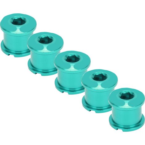 Lot de 5 vis en aluminium 7075 pour plateau de vélo VTT double plateau, fixation de manivelle, vis à disque vertes (1/5)