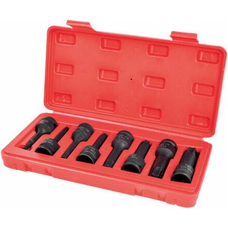 QORVA-Jeu de 8 douilles à chocs TORX - Douille longue monobloc Torx 1/2" (12,5 mm)