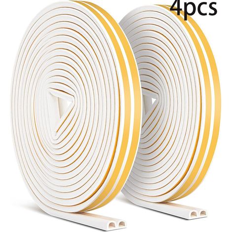 Tira de sellado autoadhesiva anticolisión de 24 m para puertas y ventanas, ideal para aislamiento acústico y resistente a la intemperie (9 mm x 6 mm). (1/5)