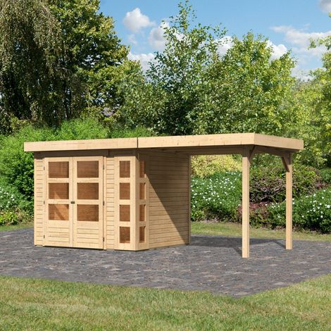 Abri de Jardin Bois Epicéa 5,25m² Appentis 240cm Kerko 3 Karibu (1/5)
