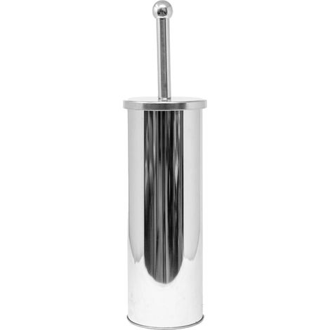 porta scopino in plastica e acciaio inossidabile cromato, diametro 9 cm e altezza 26,7-39,5 cm. (1/2)