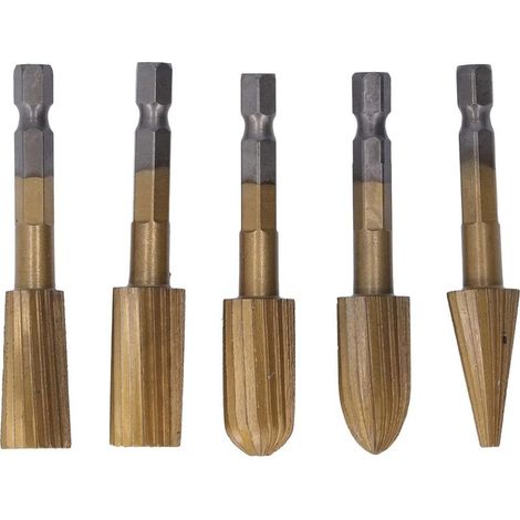 Fraise De Coupe Rotative - Acier Rapide HSS - Tige Hexagonale 6,3 mm - Pour Sculpture Bois Résine Plastique Céramique Métaux Tendres - Lot De 5 (1/5)