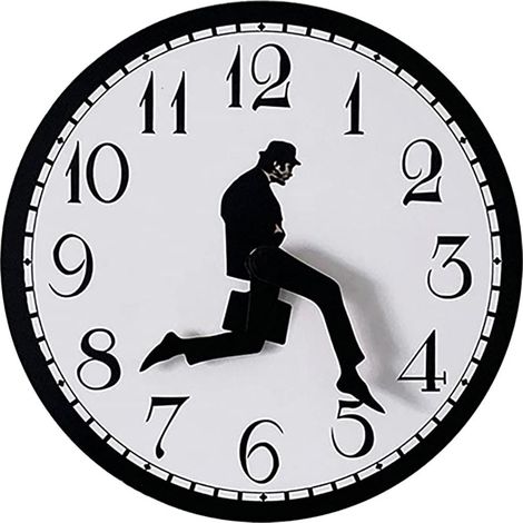 Horloge murale silencieuse Silly Walk de 30 cm, une horloge murale originale pour la chambre, la cuisine et le salon, une nouveauté pour la maison (noire) (1/5)