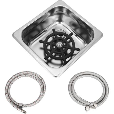 Lave Verre, G1/2 Rince Verre Evier Automatique, Nettoyeur de Tasses en Acier Inoxydable Avec Tuyau, Accessoire pour Évier, pour Bar Pub Café Restaurant