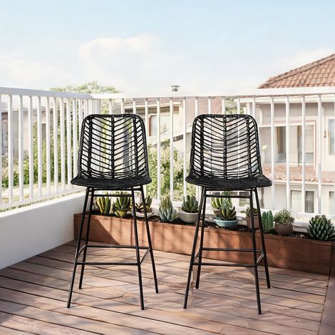 Tabouret de bar en résine tressée rotin PE 42,5 x 52 x 102 cm (1/5)