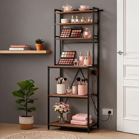 Meuble étagère de cuisine avec multiprise 40 x 60 x 167 cm bois (1/5)
