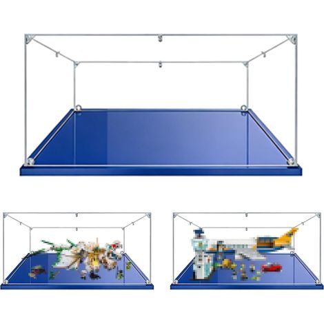 60x50x25cm Vitrine en Acrylique Transparente Anti - poussière. Base Bleue (1/5)