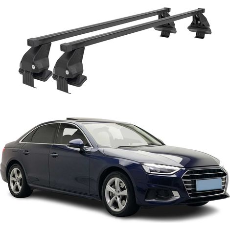 OMAC Dachträger Querträger Stahl für Audi A4 B9 Limo 2020-2025 FL – Abschließbar – City-Crash-getestet – DIN 75302:2019 – ISO/PAS 11154:2006 – Max. 50 kg Schwarz (1/5)