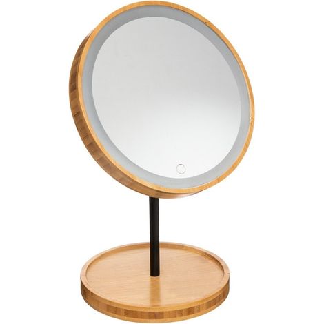Miroir LED sur pied en bambou (1/3)
