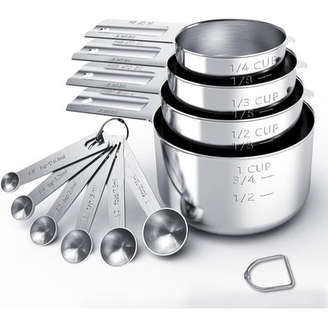 Messbecher und -löffel – Küchensets – Kochen & Backen – Edelstahl – 10-teilig – Silber (1/5)