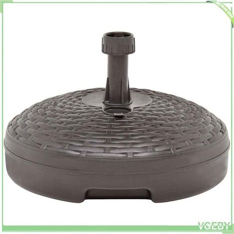 Socle de parasol - FAFEICY - motif rotin - 20 L - plastique aspect rotin - Marron (1/5)