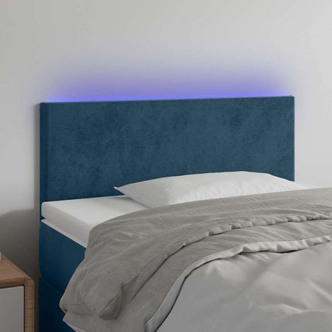 vidaXL Cabecero con LED de terciopelo azul oscuro 90x5x78/88 cm (1/5)