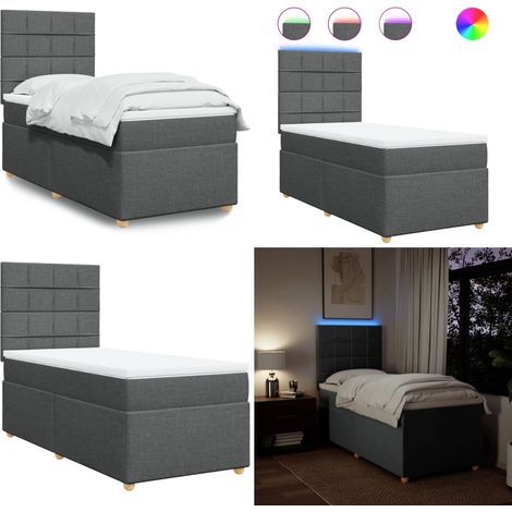vidaXL Boxspringbett mit Matratze Dunkelgrau 90x200 cm Stoff (1/5)