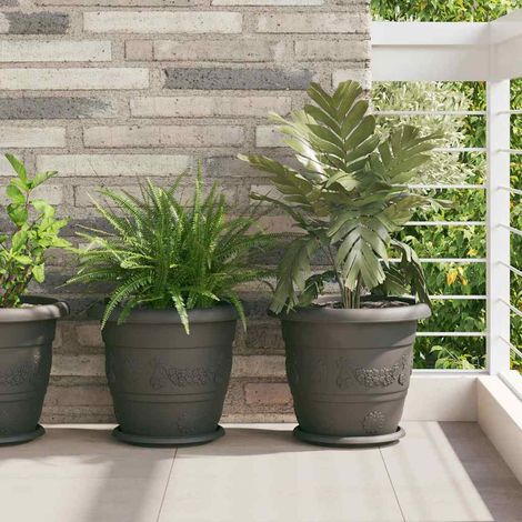 Runder Blumentopf 6 pcs Schwarz Ø 34 x 28 cm Kunststoff
