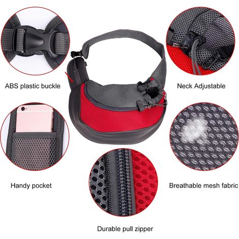 1 Sac de Transport pour Chien et Chat, Bandoulière Réglable, Tissu Oxford et Maille Respirante, Pochette Zippée, pour Voyage et Extérieur (1/4)