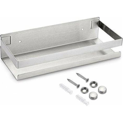 Etagère de douche suspendue en acier inox panier de cuisine mural pour rangement (argent,23CM) (1/5)